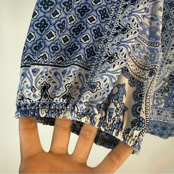 Cynthia Rowley Blue Patchwork Blouse Plus Size 2X Bow-Tie Neck Flowy Sleeve
Boho - Picture 5 of 15